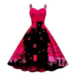 Produktbild: Halloween Kostüm Damen Gruselig Halloween Kostüme Für Frauen Gothic A Line Spaghetti Strap Sleeveless Sexy Kleid Kleidung Kostüm Damen Halloween-Kostüme Frau 2024 Kleid Festival Oberteil