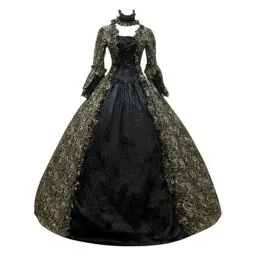 Produktbild: Halloween Kostüm Damen Mittelalter Kleid Goth Dress Ballkleid Viktorianisches Kleider Renaissance Partykleid Satin Langkleid Frauen Elegant Kleidung Festival Festlich Karnevalskostüm