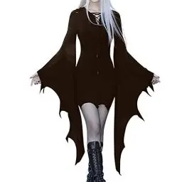 Produktbild: Halloween Kostüm Damen Sexy Halloween Kostüme Ärmelloses Swing Kleid Bedruckte Kostüme Halloween Kostüm Damen Gruselig Kleid Schwarz Damen Sommerkleid Elegant Kleidung Damen Steampunk