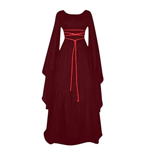 Produktbild: Halloween Kostüm Kiss Merry Kill Mittelalter Kleid Damen Damen Kleidung Goth Dress Vampir Kleid Gothic Mantel Damen Halloween Kostüm Damen Vampir Renaissance Kleid Korsett
