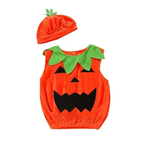 Produktbild: Halloween Kostüm Kürbises Kinder Halloween Pumpkin Kinderkostüme Mädchen Jungen Atmungsaktive Jumpsuit Unisex Halloween-Kostüm Bequeme Overall Cosplay Spielanzug Cosplay Sets Cosplay Kleidung