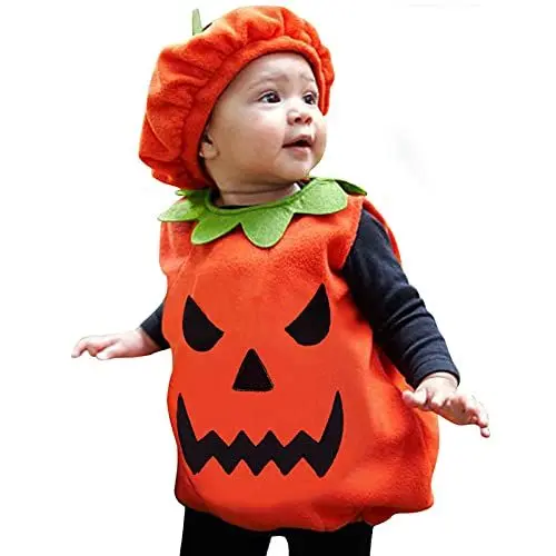 Produktbild: Halloween Kostüm Kürbises Kinder Halloween Pumpkin Kinderkostüme Mädchen Jungen Cosplay Spielanzug Unisex Halloween-Kostüm Atmungsaktive Strampler Bequeme Overall Cosplay Sets Cosplay Kleidung