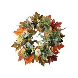Produktbild: Halloween Kürbis Türkränze für den Außenbereich, Herbst Ahornblatt Beerenkränze für die Haustür, künstliche rustikale Bauernhaus Herbstkränze, Halloween Deko Außen Angebote, Angebote des Tages