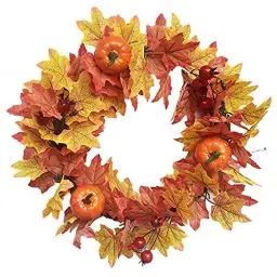 Produktbild: Halloween Kürbis Türkränze für den Außenbereich, Herbst Ahornblatt Beerenkranz für die Haustür, künstliche rustikale Bauernhaus Herbstkränze, Gotische Halloween Deko Deal, Last Minute Angebote Heute