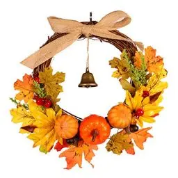 Produktbild: Halloween Kürbis Türkränze für den Außenbereich, Herbst Ahornblatt Beerenkranz für die Haustür, künstlicher Bauernhauskranz mit Schleifenglocke, Halloween Partydekorationen Deals, Isländer Geschenke