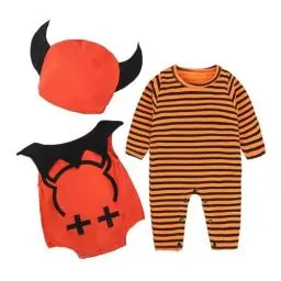 Produktbild: Halloween Kürbises Kostüm Baby Halloween Pumpkin Kinderkostüme Unisex Atmungsaktive Onesie Kinder Halloween-Kostüm Cosplay Jumpsuit Locker Overall Neugeborenen Kleidung Halloween Karneval Kostüm
