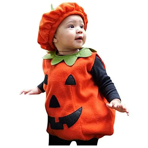Produktbild: Halloween Kürbises Kostüm Kinder Halloween Pumpkin Strampler Kinder Atmungsaktive Bodysuit Unisex Halloween-Kostüm Bequeme Kinderkostüme Cosplay Overall Neugeborenen Kleidung Festival Outfit
