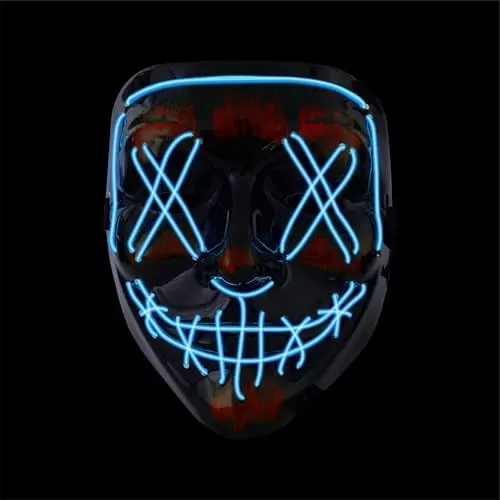 Produktbild: Halloween Maske Purge LED - Kostümmaske steuerbar für Halloween, Fasching & Karneval als Kostüm & Verleidung für Herren & Damen (Farbauswahl) (blau)