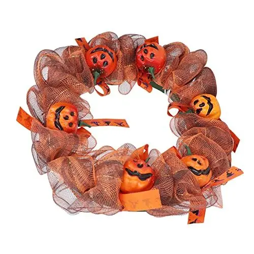 Produktbild: Halloween Reef, Halloween-Türkranz, Dekorationen, Haustür, hängender Kürbis-Netzkranz für Wände, Fenster, Tische