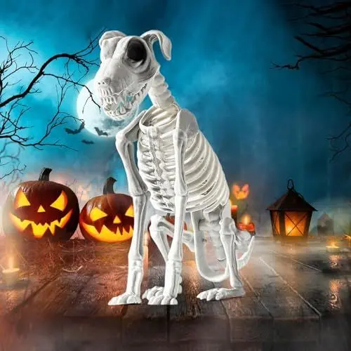 Produktbild: Halloween Skelett Hundeskelett, Halloween-Dekoration, Skelett Hundedekoration, Skeletthund Sitzender Hund, Bewegliche Gelenke, Spukhaus 44x15x31cm