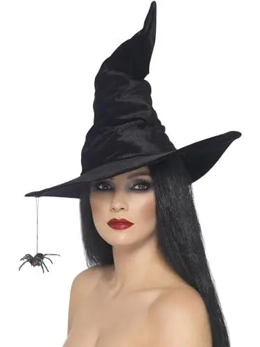 Produktbild: Halloween! Smiffys Hut Hexe, Schwarz, mit Spinne