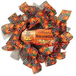 Produktbild: Halloween Türkranz für den Außenbereich, Happy Halloween Kürbiskranz für die Haustür, rustikaler künstlicher Bauernhaus Halloweenkranz, Halloween Außendeko Deals, Angebote des Tages Heute Damen