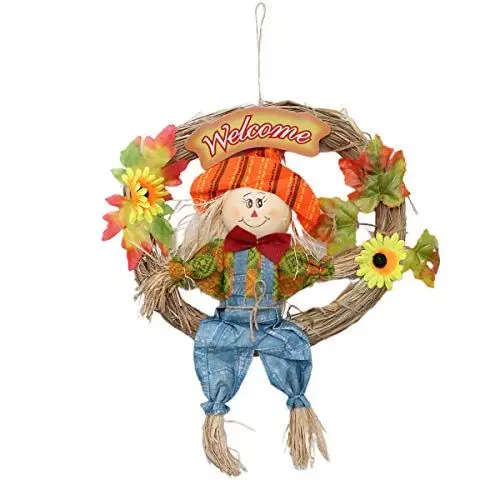 Produktbild: VOSAREA Halloween Vogelscheuche Kranz Türkranz Halloween Dekorationen Herbst Deko Gartendeko (L)