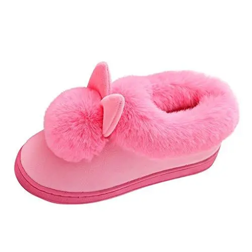 Produktbild: Halloween-Kürbis-Hausschuhe Rabbit Ears Schuhe Winterschuh Indoor-Hausschuhe Weiche Frauen Fellige Frauen-Hausschuh Damenschuhe Pumps Schwarz Gr. 38