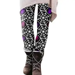 Produktbild: Halloween-Leggings Für Damen Geister Kürbis Schädel Fledermaus Drucken Dehnbar Sport Leggings Halloween Strumpfhose Autumn Winter Freizeithose Steampunk Kompressionsleggins Yoga Hose Trainingshose