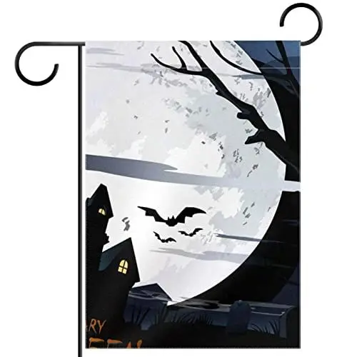 Produktbild: Halloween-Nachtmond Gartenflagge 12x18 Zoll,Kleine Hofflaggen,doppelseitige vertikale Banner-Außendekoration