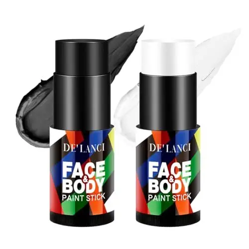 Produktbild: Halloween-Schminke Schwarz-Weiß Körperfarbstift,Vollbedeckende Sport-Gesichts- und Körpergrundierungsmake-up-Farbe, Professionelle Halloween-Zombie-Vampir-Cosplay-Kostümpartys Spezialeffekt SFX