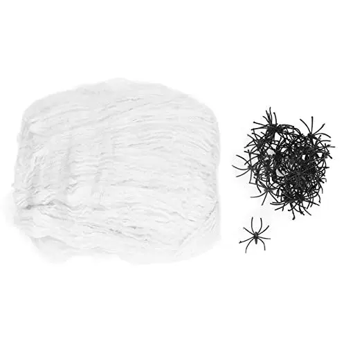 Produktbild: Halloween-Spinnennetz-Dekorationen mit 40 Künstlichen Spinnen, Super Dehnbare Spinnweben für Drinnen und Draußen, Gruselige Spinnennetze für Haus, Hof, Gruselige Szenen-Requisiten, Halloween-Partyzube