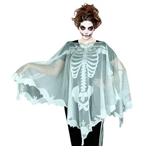 Produktbild: Halloween-Umhang, Polyester, Weiße Spitze, Spinnennetz-Schal, Halloween-Abschlussball-Requisiten, 150 X 150 Cm (Weiß)
