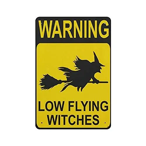 Produktbild: Halloween-Warnung, niedrig fliegende Hexen, hängendes Poster, Retro-Wand-Kunstdrucke, Home-Bar, Wanddekoration, Metallschild, Poster, 30 x 20 cm