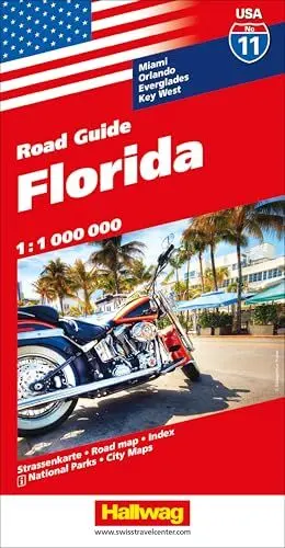 Produktbild: Hallwag Strassenkarte USA, Florida 1:1 Mio.: Mit Miami, Orlando, Everglades, Key West. Inkl. Stadtpläne, Ortsverzeichnis und Reiseinformationen