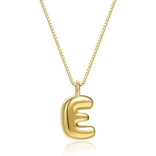 Produktbild: Halora Bubble Letter Necklace Gold Balloon Initial E Necklace Kette Mit Buchstaben Halskette Anhänger Buchstabenkette Damen