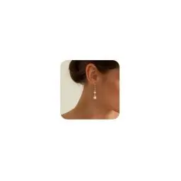 Produktbild: Halora Perlen Ohrringe Gold Hängend Damen, Pearl Earrings Tropfen Ohrringe Perlenohrringe for Women