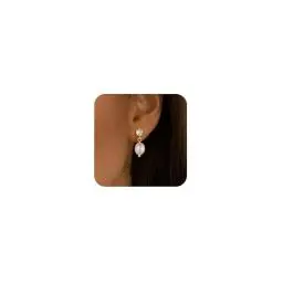 Produktbild: Halora Perlen Ohrringe Gold Hängend Damen, Zirkonia Pearl Earrings Tropfen Ohrringe Perlenohrringe for Women