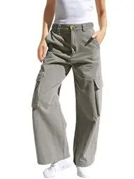 Produktbild: Haloumoning Mädchen Cargohose Baumwoll Y2K Baggy Cargo Hose Kinder Straight Leg Hohe Taille Jogginghose Casual Outdoorhose mit Elastische Taille und Taschen, Armeegrün, 9-10 Jahre