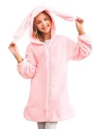 Produktbild: Haloumoning Mädchen Kapuzenjacke Niedlich Fleece Sweatjacke mit Reißverschluss und 2 Taschen Rosa 10-12 Jahre
