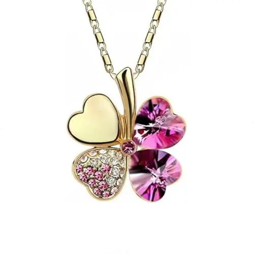 Produktbild: Halskette Kleeblatt C! Farbe: gold, verziert mit funkelnden Kristallen von Swarovski®