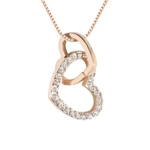 Produktbild: Halskette TwoHearts C! Farbe: rosegold, verziert mit funkelnden Kristallen von Swarovski®