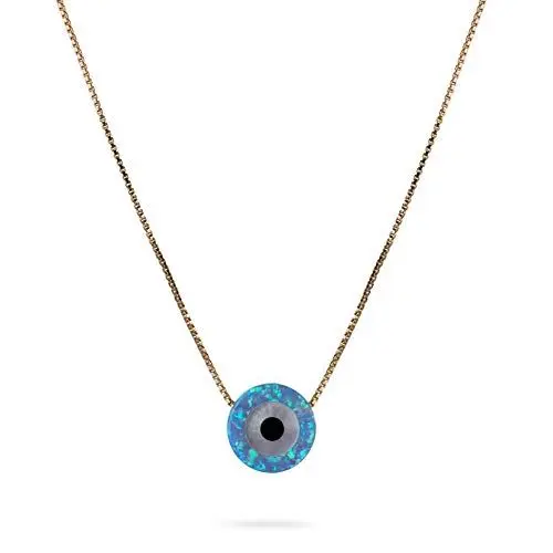 Produktbild: Halskette mit Anhänger, 14 Karat Gold, künstlicher blauer Opal, verstellbar, Länge 41 cm + 5 cm