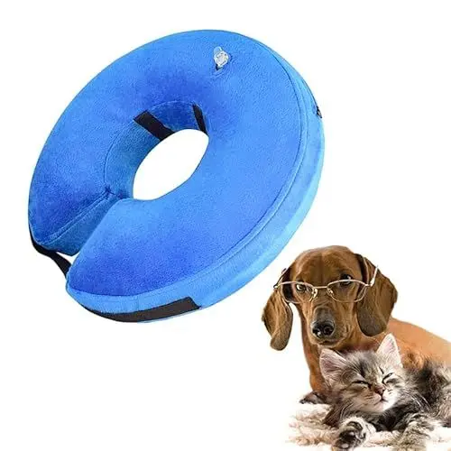 Produktbild: Halskragen Hund, Haustiere einstellbar bequem Schutzkragen, zur Genesung von Hund und Katze nach Operationen Aufblasbarer Hundekragen, behindert Nicht die Sicht, weiches Material waschbar(L)