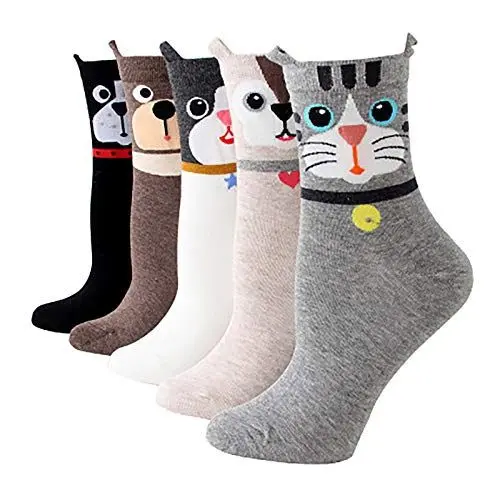 Produktbild: Halterlose StrüMpfe Tennissocken Frauen bequeme Socken Socken Lady 5paar Muster-Druck lässige Baumwollsocken FußBallsocken Kinder 3538 Netzstrumpfhose Schwarz (White, One Size)