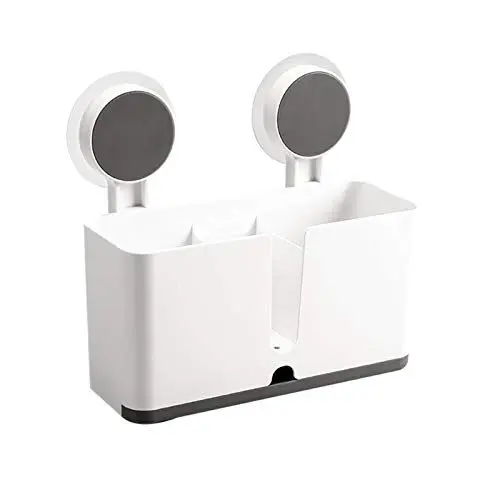 Produktbild: Halterung für Besteck Küchenablage, Küche Drainer Rack Utensilienhalter zum Aufhängen, Besteckhalter Spülbecken Organizer, mit 2 Saugnäpfen für Gabeln, Messer, Bürste,Topfkratzer, Essstäbchen