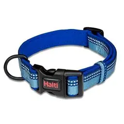 Produktbild: HALTI Komforthalsband - Hundehalsband mit Neoprenpolsterung, 3M-Reflektorgewebe und verstellbarer Riemen. Geeignet für kleine Hunde und Welpen (Größe XS, Blau)