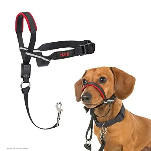 Produktbild: HALTI Optifit Kopfgeschirr, Größe Klein- Verhindert, dass Ihr Hund an der Leine zieht, Einfache Anpassung, Leicht, mit gepolstertem Nasenriemen, Anti-Zug-Halsband für kleine Hunde