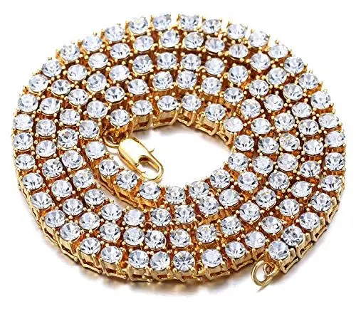 Produktbild: Halukakah Herren Goldkette Iced Out,5.5MM Herren Tenniskette 18 Karat Echt Vergoldet Halsband Halskette 50cm,Labordiamant Zinken-Set,Geschenk für Ihn