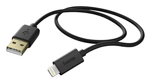 Produktbild: Hama 00173635 1,5 m USB zu Lightning schwarz – USB-Kabel (USB A, Lightning, männlich/männlich, recht, recht, Gold)