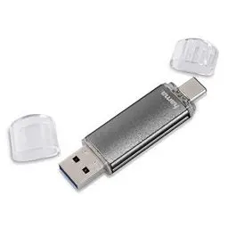 Produktbild: Hama 128GB USB-Speicherstick mit USB 2.0 & microUSB (2-in-1 USB-Stick, z.B. für Android Handy, Tablet, Computer, Notebook, PC, Laptop, MacBook, OTG, 15MB/s) Handy-Stick, Doppel Memory-Stick grau