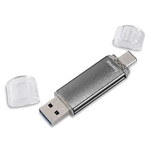 Produktbild: Hama 128GB USB-Speicherstick mit USB 2.0 & microUSB (2-in-1 USB-Stick, z.B. für Android Handy, Tablet, Computer, Notebook, PC, Laptop, MacBook, OTG, 15MB/s) Handy-Stick, Doppel Memory-Stick grau