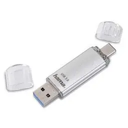 Produktbild: Hama 32GB USB-Speicherstick mit USB 3.0&USB 3.1-Type-C (2-in-1 USB-Stick, z.B. für Android Handy, Tablet, Computer, Notebook, MacBook, OTG, 40MB/s) USB-Typ-C Handy-Stick, Doppel Memory-Stick Silber