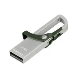 Produktbild: Hama 32GB USB-Stick USB2.0 Datenstick mit Karabiner (15 MB/s, Memory Stick besonders geeignet für Befestigung am Schlüsselbund oder Geldbeutel, Speicherstick, geeignet für Windows/MacBook) grün