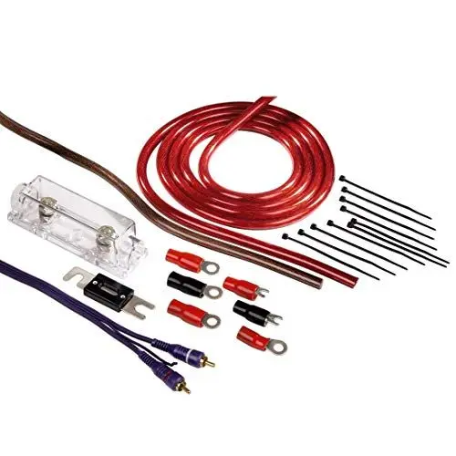 Produktbild: Hama Anschluss-Set für Car Hifi-Verstärker, AMP-Kit mit Powerkabeln (25 mm²), Cinchkabel, Sicherungshalter, Sicherung, Gabelkabelschuhen und Kabelbinder
