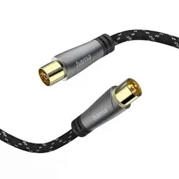 Produktbild: Hama Antennenkabel Koax 10 m lang 120 dB (Koax Stecker - Kupplung, Koaxialkabel HD TV, 8K, zur Verbindung von Antennendose zu TV oder Receiver, Metallgehäuse, verstärkter Kabelmantel, 75 Ohm)