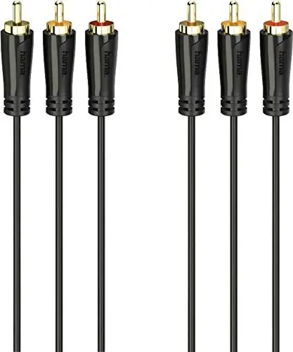 Produktbild: Hama Audio-/Video-Kabel, 3 Cinch-Stecker - 3 Cinch-Stecker, vergoldet, 1,5 m