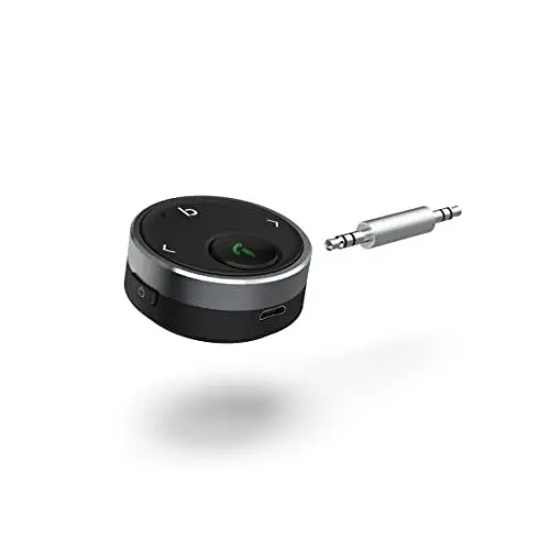 Produktbild: Hama Aux Bluetooth Adapter Auto (drahtloser Bluetooth Empfänger für Musik und Freisprechanlage, 10 Stunden Akku, Klinke, für Stereoanlage, Google Assistant und Siri, Streaming) Alu, schwarz
