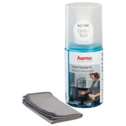 Produktbild: Hama Bildschirmreiniger Set mit Mikrofasertuch (Reinigungsgel als Monitor Reiniger, PC Bildschirm Reiniger, Tablet Reiniger, Notebook Reiniger, TV Reiniger LCD LED Fernseher, Handy Desinfektion) 200ml