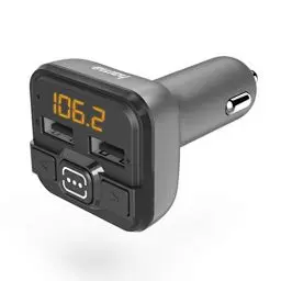 Produktbild: Hama Bluetooth FM Transmitter fürs Autoradio mit Kfz Ladegerät (Auto Adapter für Zigarettenanzünder Buchse mit Anschlüssen für microSD, USB Stick und zum Laden, wireless Bluetooth Transmitter) grau